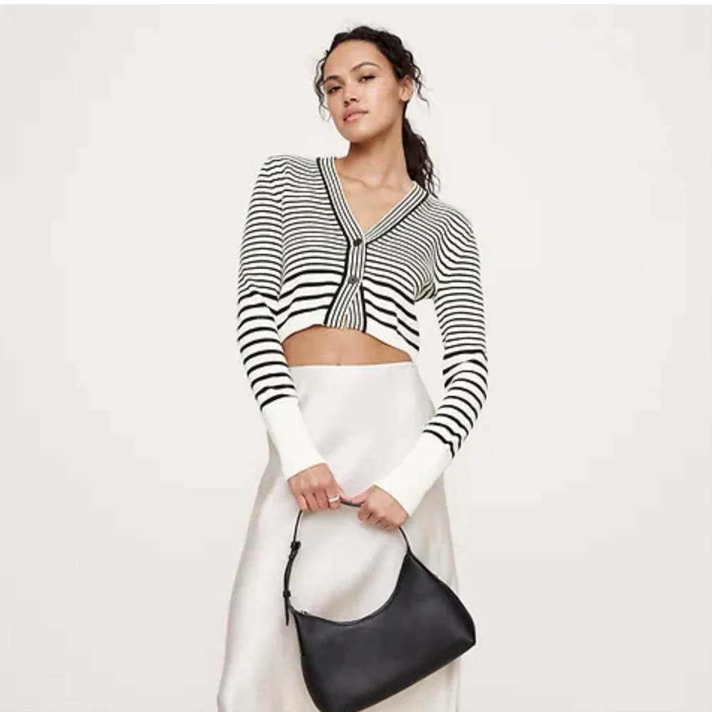 Banana Republic Black and White Striped Cardigan